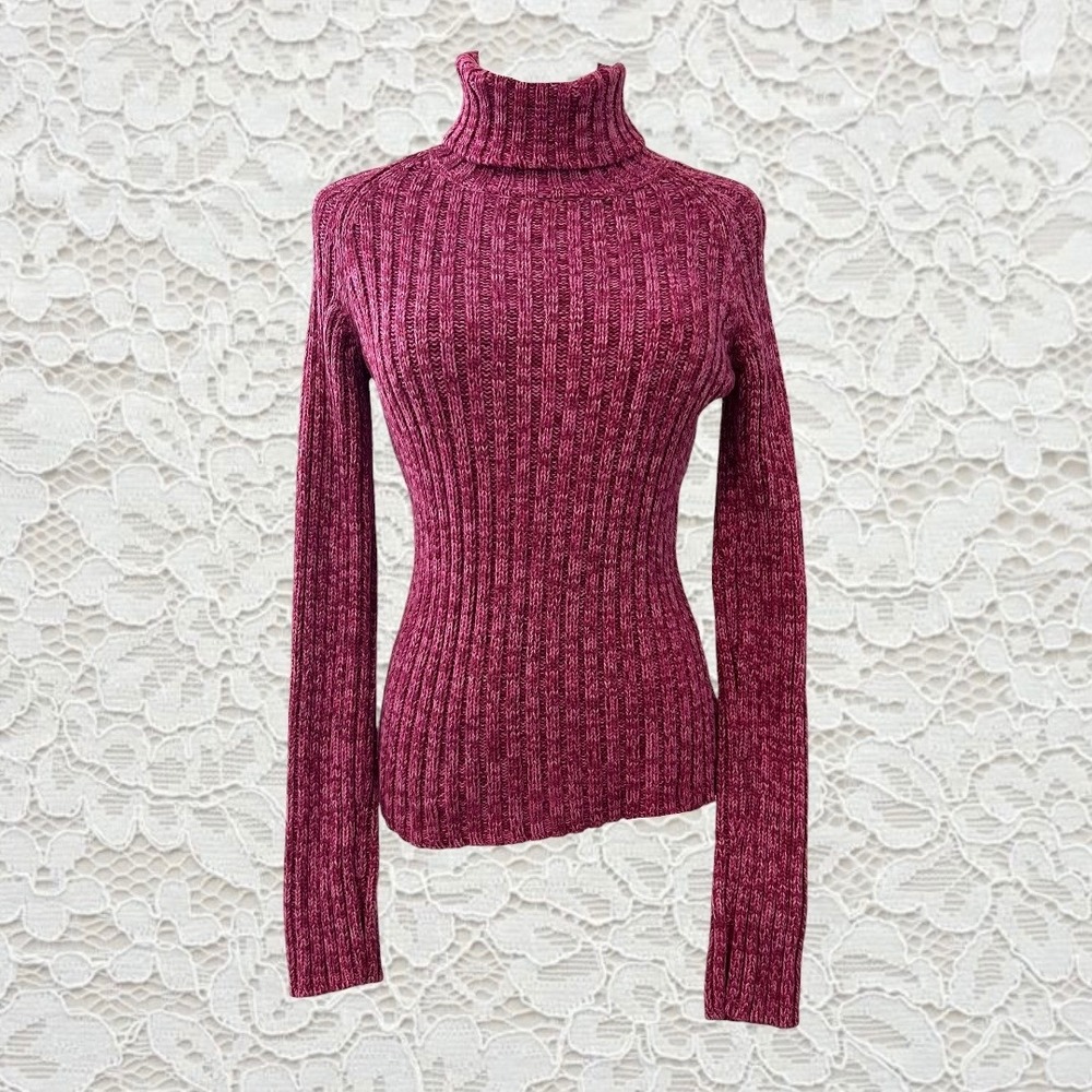 vintage moda international magenta knit turtleneck sweater